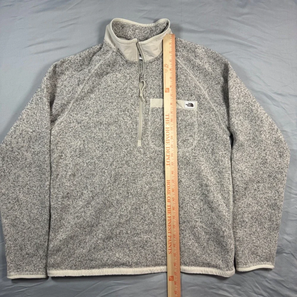 North Face Gordon Lyons Quarter Zip Fleece Pullover Grey Cream Mens M Gorpcore